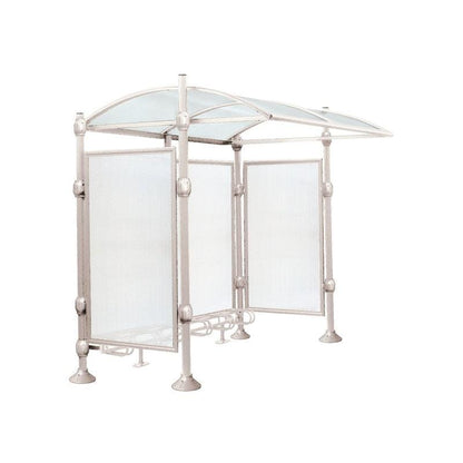 Cityscape Direct Province Bicycle Shelter Light Grey (RAL 7044) / Brushed Steel / With Cladding