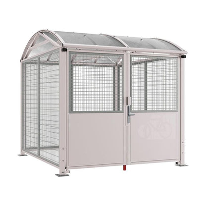 Cityscape Direct Secure Barrel Roof Bicycle Shelter Light Grey (RAL 7044) / Digicode Pad / Galvanised