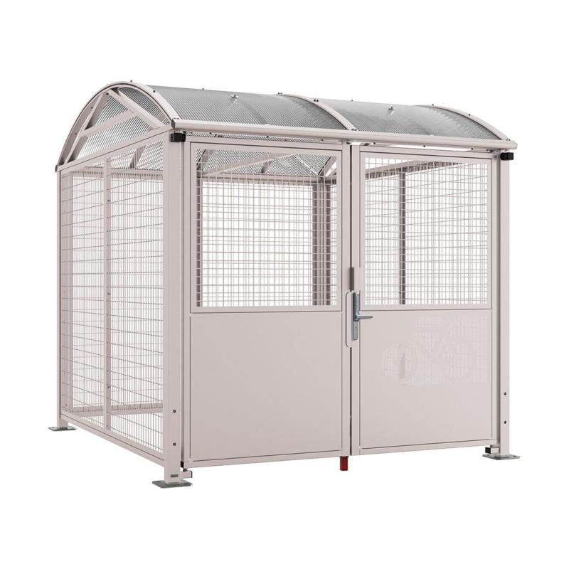 Cityscape Direct Secure Barrel Roof Bicycle Shelter Light Grey (RAL 7044) / Digicode Pad / Painted