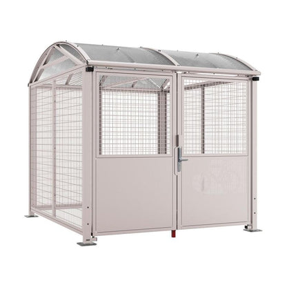 Cityscape Direct Secure Barrel Roof Bicycle Shelter Light Grey (RAL 7044) / Digicode Pad / Painted