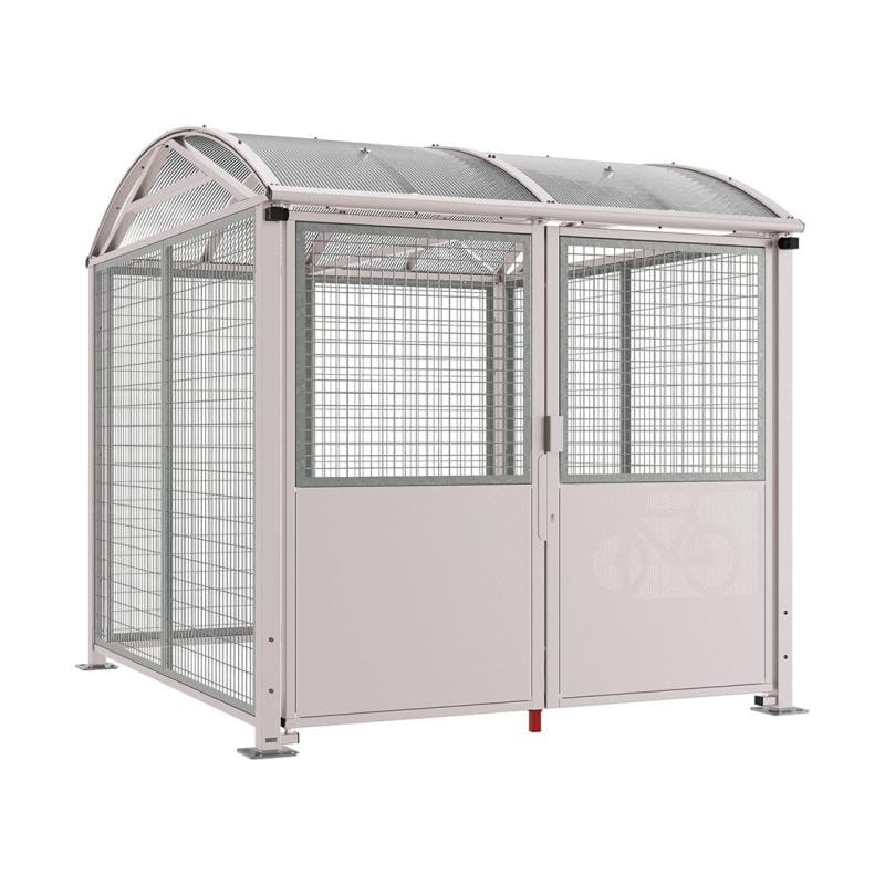 Cityscape Direct Secure Barrel Roof Bicycle Shelter Light Grey (RAL 7044) / Key Lock / Galvanised
