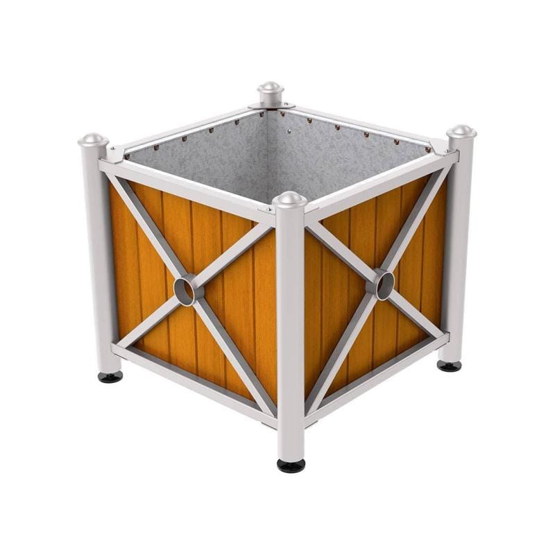 Cityscape Direct Province Agora Planter (Steel and Wood) Light Grey (RAL 7044) / Light Oak / Galvanised steel