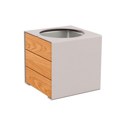 Cityscape Direct Kube Planter (Steel and Wood) Light Grey (RAL 7044) / Light Oak