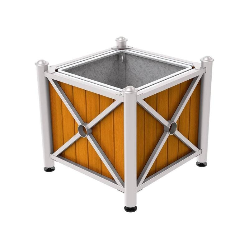 Cityscape Direct Province Agora Planter (Steel and Wood) Light Grey (RAL 7044) / Light Oak / With inserts for use with lifting rings