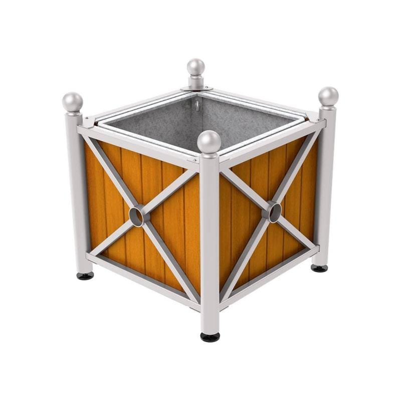 Cityscape Direct Province Sphere Planter (Steel and Wood) Light Grey (RAL 7044) / Light Oak / With inserts for use with lifting rings