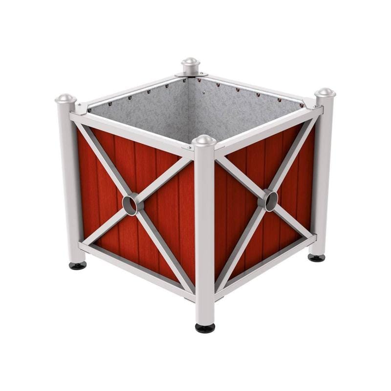 Cityscape Direct Province Agora Planter (Steel and Wood) Light Grey (RAL 7044) / Mahogany / Galvanised steel