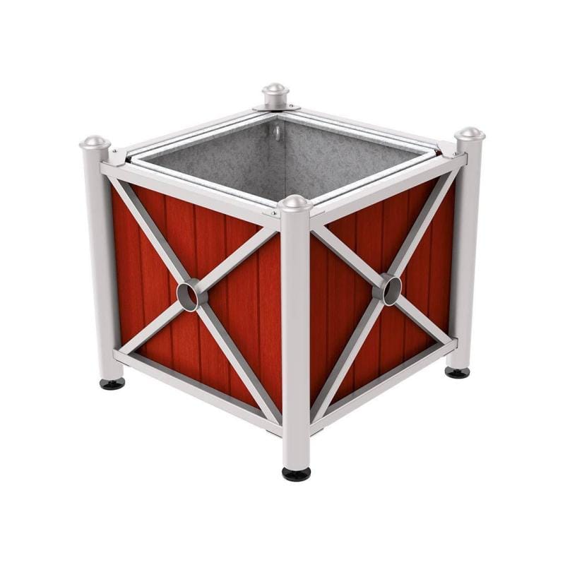 Cityscape Direct Province Agora Planter (Steel and Wood) Light Grey (RAL 7044) / Mahogany / With inserts for use with lifting rings