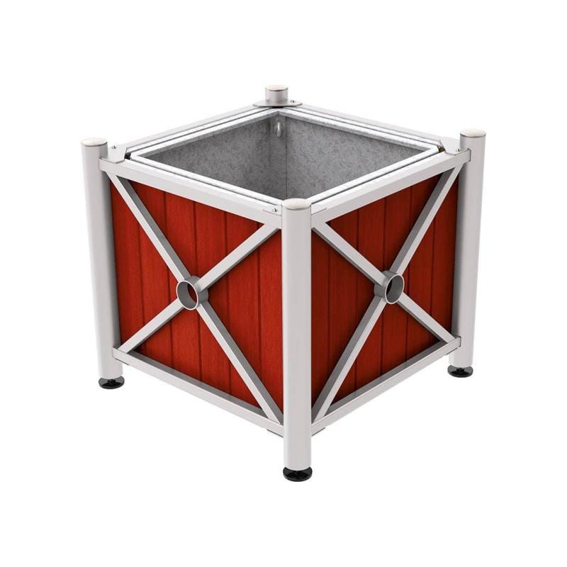 Cityscape Direct Province Brushed Steel Planter (Steel and Wood) Light Grey (RAL 7044) / Mahogany / With inserts for use with lifting rings