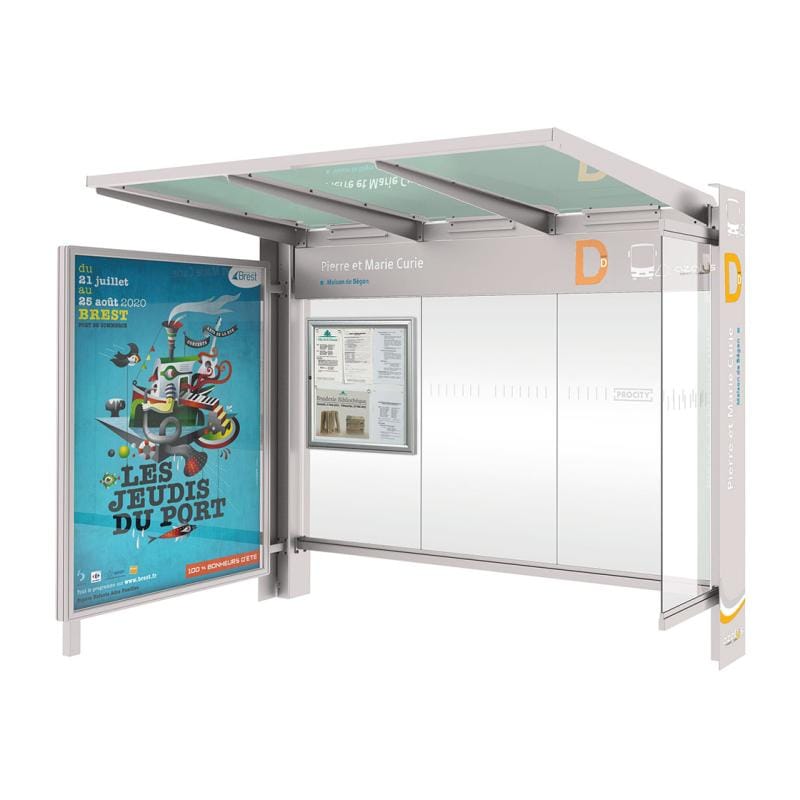 Cityscape Direct Kube Bus Shelter Light Grey (RAL 7044) / with Advertising Board / Not Required