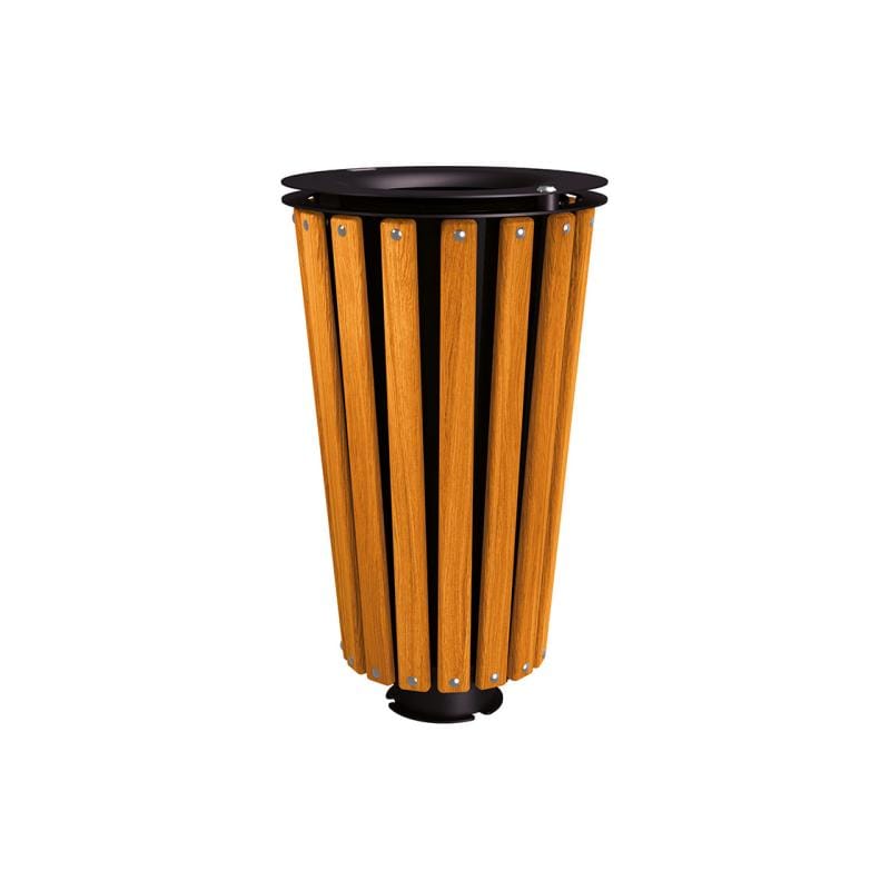 Cityscape Direct Lofoten Litter Bin (Wood) Light Oak / Black (RAL 9005) / Galvanised and Painted Bucket (Contact sales with colour requirement)
