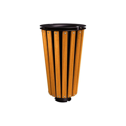 Cityscape Direct Lofoten Litter Bin (Wood) Light Oak / Black (RAL 9005) / Galvanised and Painted Bucket (Contact sales with colour requirement)