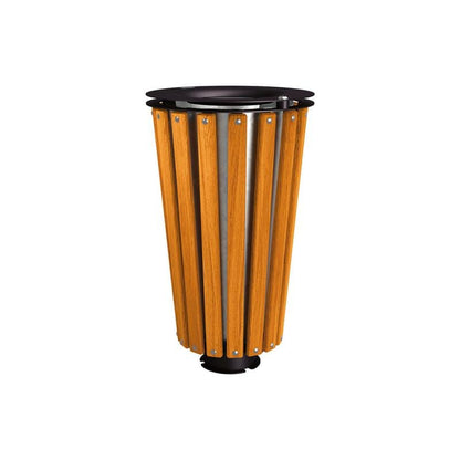 Cityscape Direct Lofoten Litter Bin (Wood) Light Oak / Black (RAL 9005) / Galvanised Bucket (Unpainted)