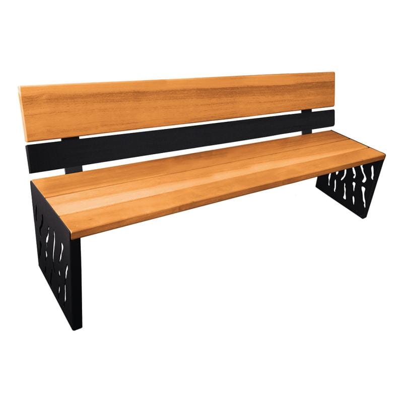 Cityscape Direct Venice Seat (Steel and Wood) Light Oak / Black RAL 9005)