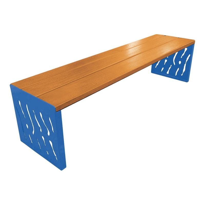 Cityscape Direct Venice Bench (Steel and Wood) Light Oak / Blue (RAL 5010)