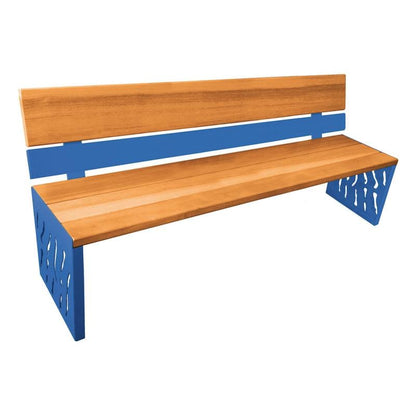 Cityscape Direct Venice Seat (Steel and Wood) Light Oak / Blue (RAL 5010)