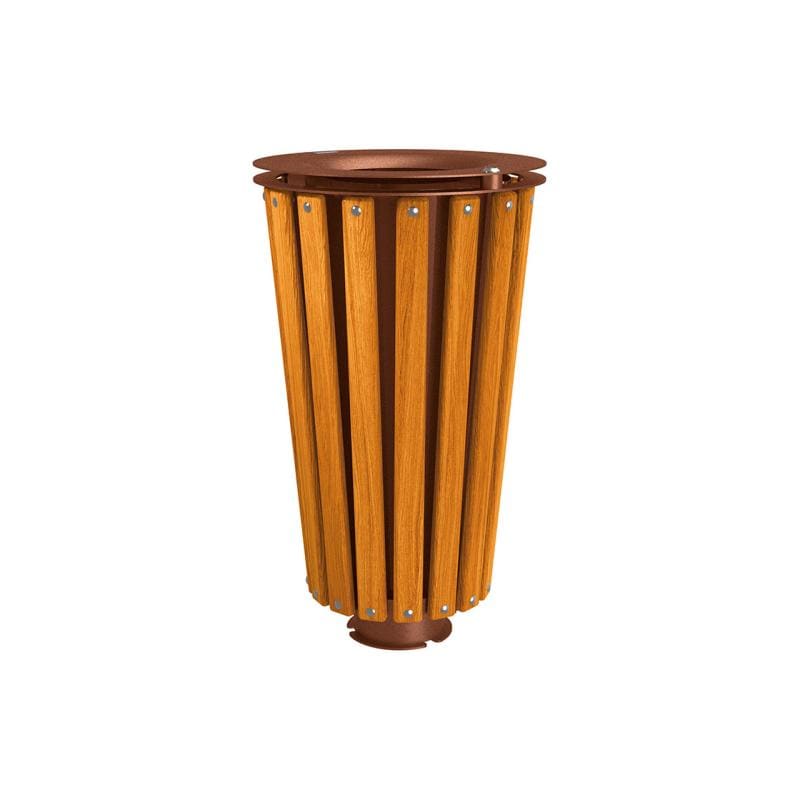 Cityscape Direct Lofoten Litter Bin (Wood) Light Oak / Corten Effect / Galvanised and Painted Bucket (Contact sales with colour requirement)