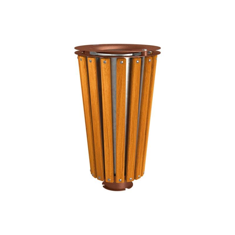 Cityscape Direct Lofoten Litter Bin (Wood) Light Oak / Corten Effect / Galvanised Bucket (Unpainted)