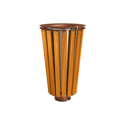 Cityscape Direct Lofoten Litter Bin (Wood) Light Oak / Corten Effect / Galvanised Bucket (Unpainted)