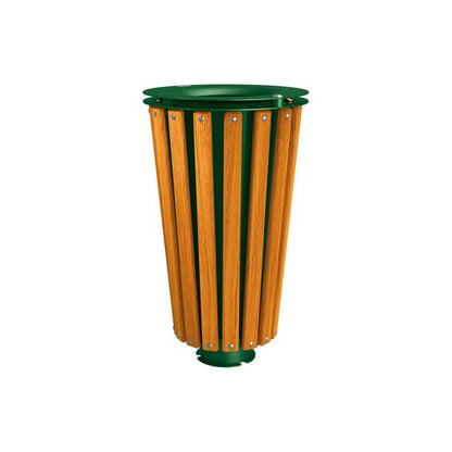 Cityscape Direct Lofoten Litter Bin (Wood) Light Oak / Green (RAL 6005) / Galvanised and Painted Bucket (Contact sales with colour requirement)