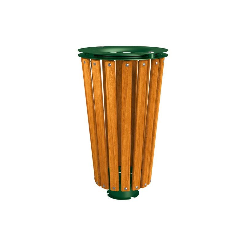 Cityscape Direct Lofoten Litter Bin (Wood) Light Oak / Green (RAL 6005) / No Bucket