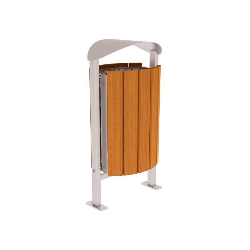 Cityscape Direct Silaos Litter Bin (Wood and Steel) Light Oak / Light Grey (RAL 7044) / Base Plates