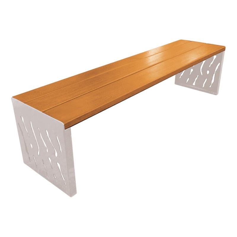 Cityscape Direct Venice Bench (Steel and Wood) Light Oak / Light Grey (RAL 7044)