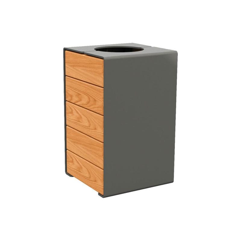 Cityscape Direct Kube Litter Bin (Wood and Steel) Light Oak / Procity Grey / No Lid
