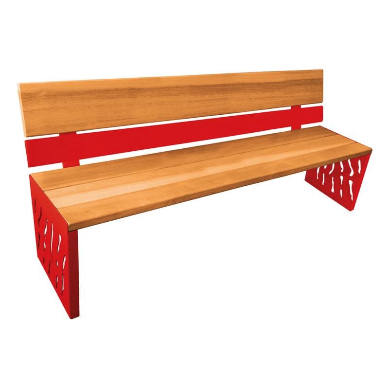 Cityscape Direct Venice Seat (Steel and Wood) Light Oak / Red (RAL 3020)