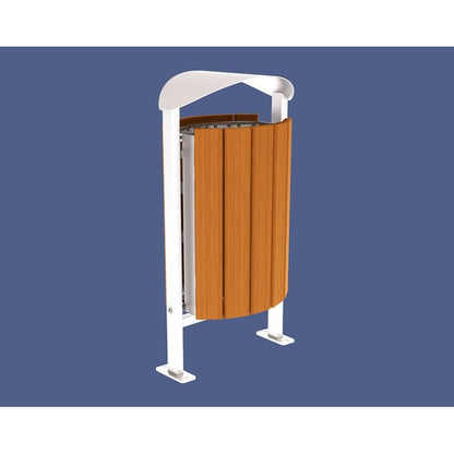Cityscape Direct Silaos Litter Bin (Wood and Steel) Light Oak / White (RAL 9010) / Base Plates