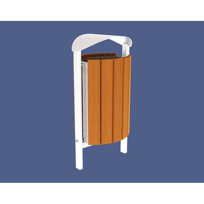 Cityscape Direct Silaos Litter Bin (Wood and Steel) Light Oak / White (RAL 9010) / Concreted