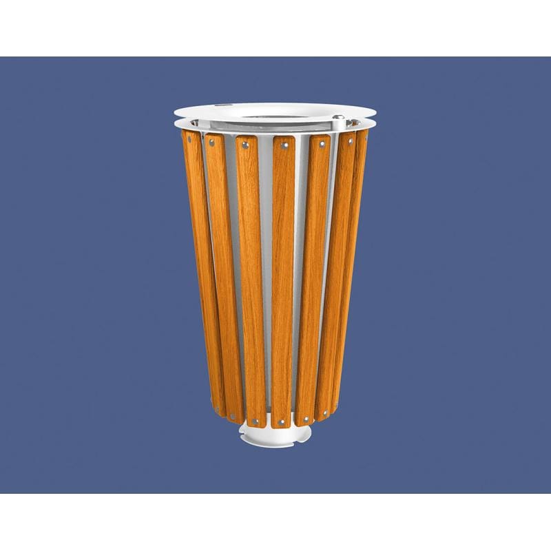 Cityscape Direct Lofoten Litter Bin (Wood) Light Oak / White (RAL 9010) / Galvanised and Painted Bucket (Contact sales with colour requirement)