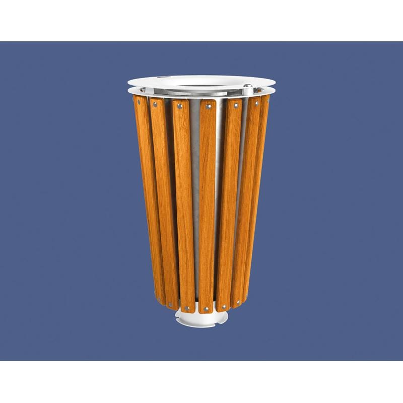 Cityscape Direct Lofoten Litter Bin (Wood) Light Oak / White (RAL 9010) / Galvanised Bucket (Unpainted)
