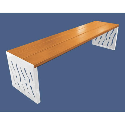 Cityscape Direct Venice Bench (Steel and Wood) Light Oak / White (RAL 9010)