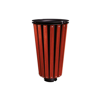 Cityscape Direct Lofoten Litter Bin (Wood) Mahogany / Black (RAL 9005) / Galvanised and Painted Bucket (Contact sales with colour requirement)