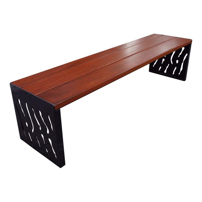 Cityscape Direct Venice Bench (Steel and Wood) Mahogany / Black RAL 9005)