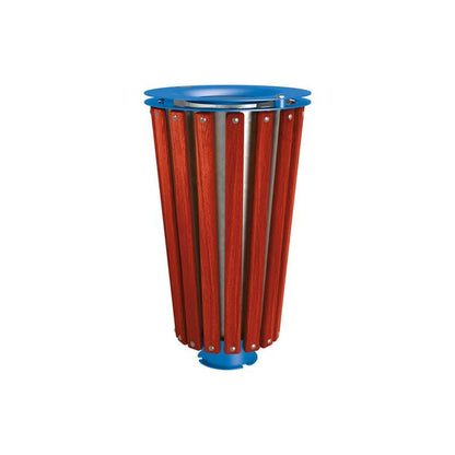 Cityscape Direct Lofoten Litter Bin (Wood) Mahogany / Blue (RAL 5010) / Galvanised Bucket (Unpainted)