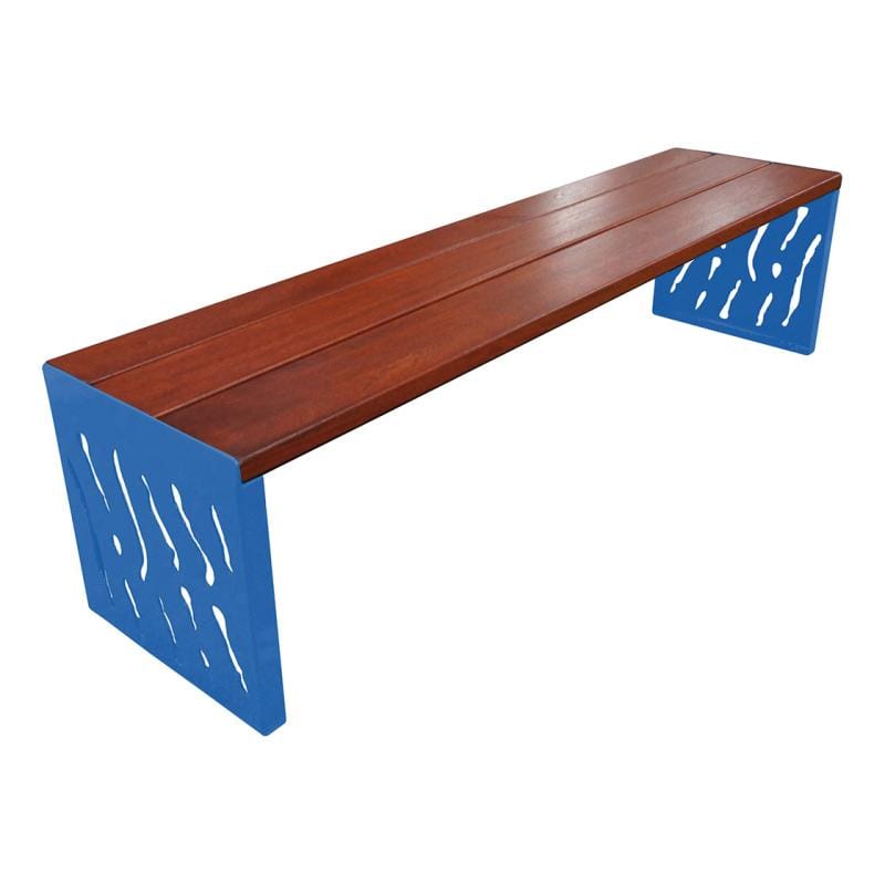 Cityscape Direct Venice Bench (Steel and Wood) Mahogany / Blue (RAL 5010)