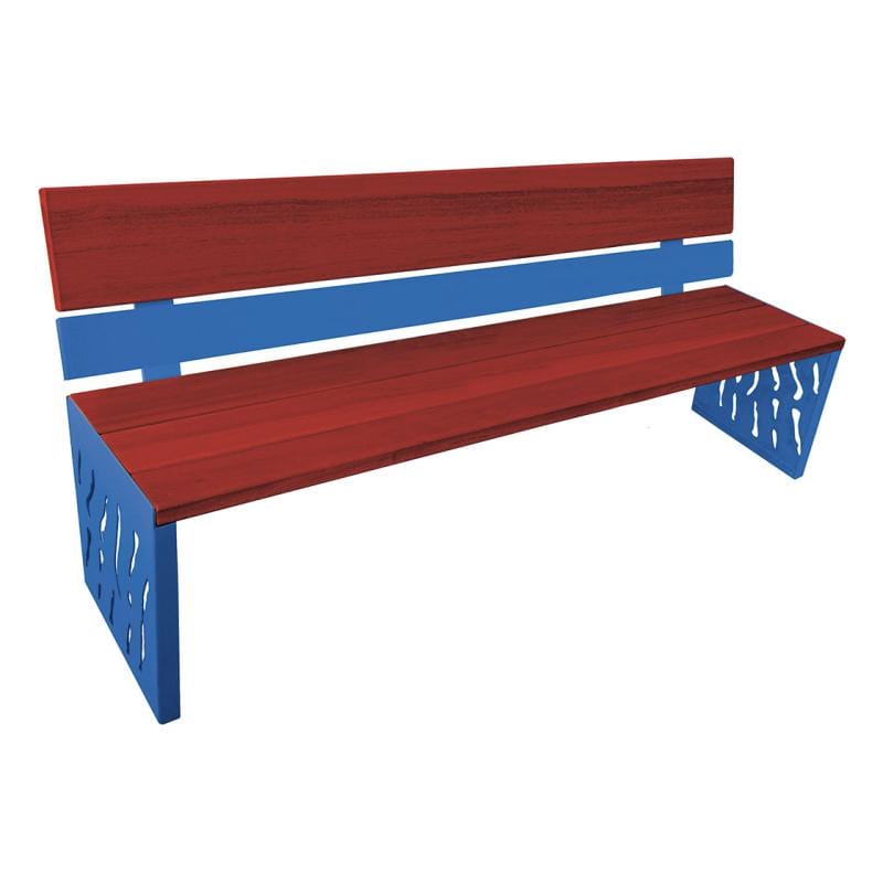 Cityscape Direct Venice Seat (Steel and Wood) Mahogany / Blue (RAL 5010)
