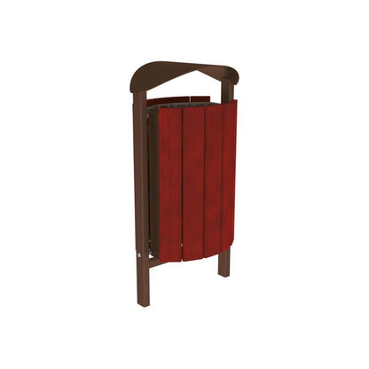 Cityscape Direct Silaos Litter Bin (Wood and Steel) Mahogany / Brown (RAL 8017) / Concreted