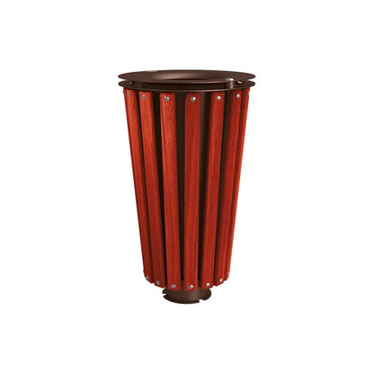 Cityscape Direct Lofoten Litter Bin (Wood) Mahogany / Brown (RAL 8017) / Galvanised and Painted Bucket (Contact sales with colour requirement)