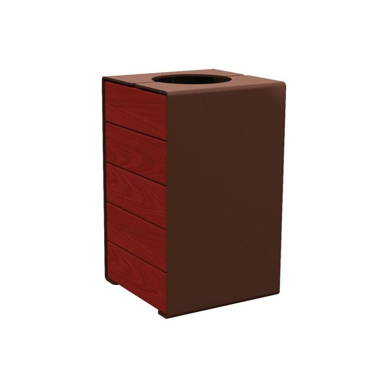 Cityscape Direct Kube Litter Bin (Wood and Steel) Mahogany / Brown (RAL 8017) / No Lid