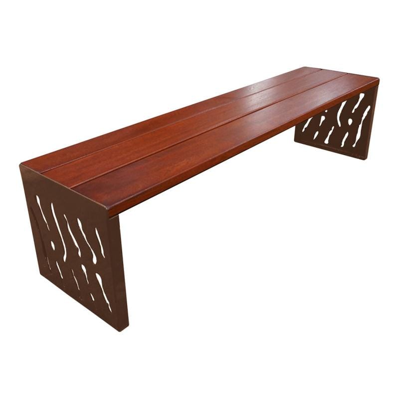 Cityscape Direct Venice Bench (Steel and Wood) Mahogany / Brown (RAL 8017)