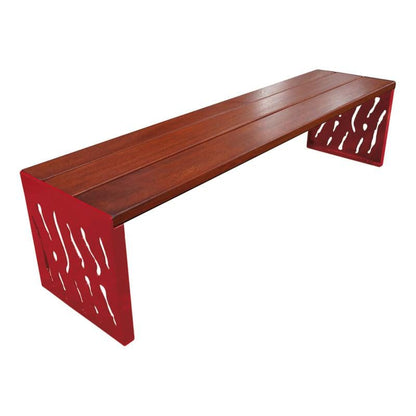Cityscape Direct Venice Bench (Steel and Wood) Mahogany / Burgundy (RAL 3004)