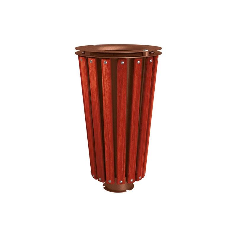 Cityscape Direct Lofoten Litter Bin (Wood) Mahogany / Corten Effect / Galvanised and Painted Bucket (Contact sales with colour requirement)