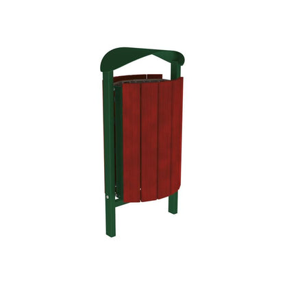 Cityscape Direct Silaos Litter Bin (Wood and Steel) Mahogany / Green (RAL 6005) / Concreted