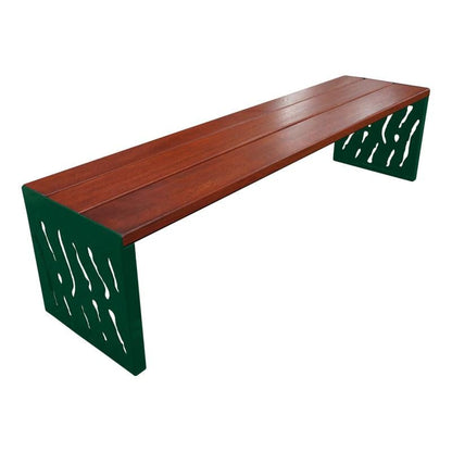 Cityscape Direct Venice Bench (Steel and Wood) Mahogany / Green (RAL 6005)