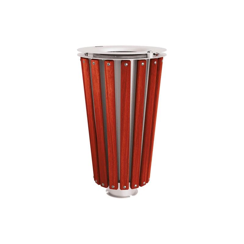 Cityscape Direct Lofoten Litter Bin (Wood) Mahogany / Light Grey (RAL 7044) / Galvanised and Painted Bucket (Contact sales with colour requirement)