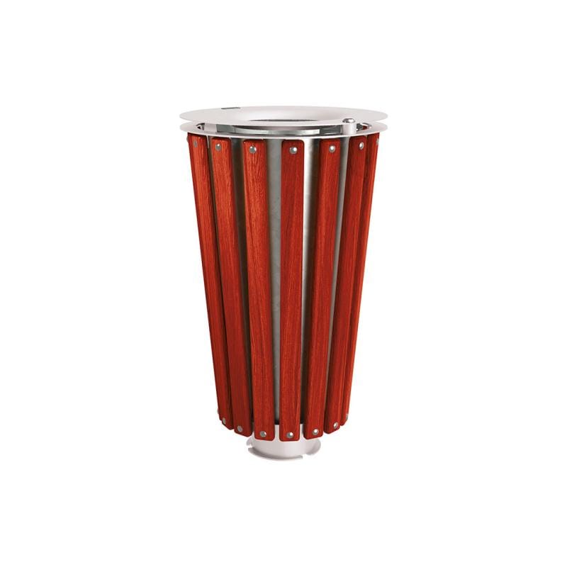 Cityscape Direct Lofoten Litter Bin (Wood) Mahogany / Light Grey (RAL 7044) / Galvanised Bucket (Unpainted)