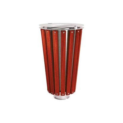 Cityscape Direct Lofoten Litter Bin (Wood) Mahogany / Light Grey (RAL 7044) / Galvanised Bucket (Unpainted)