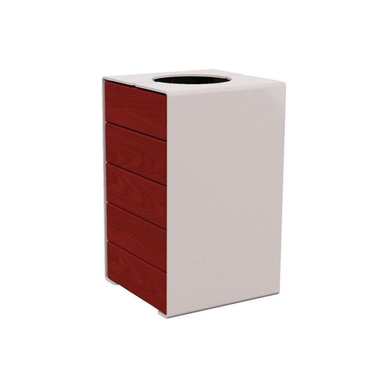 Cityscape Direct Kube Litter Bin (Wood and Steel) Mahogany / Light Grey (RAL 7044) / No Lid